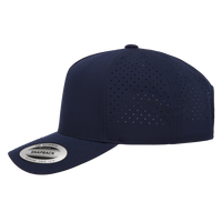 YP Classics Five-Panel Snapback with Perforated Cap, Navy, Left Side view