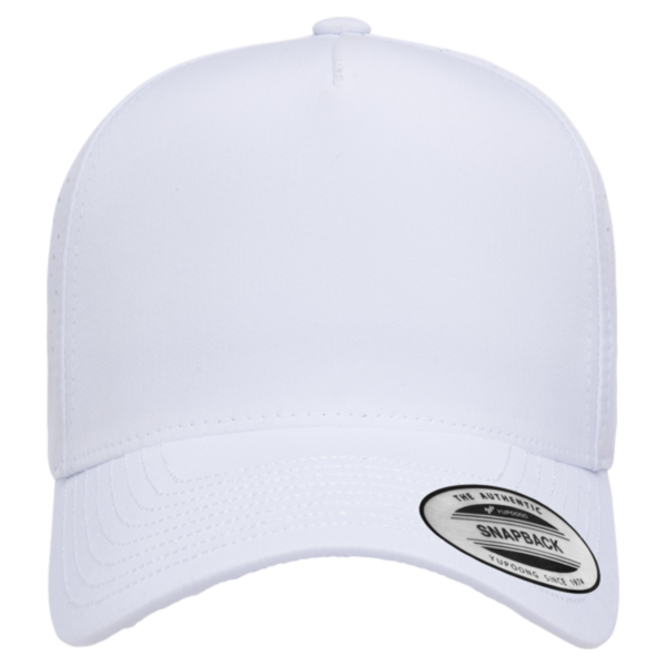YP Classics Five-Panel Snapback with Perforated Cap, White, Front view