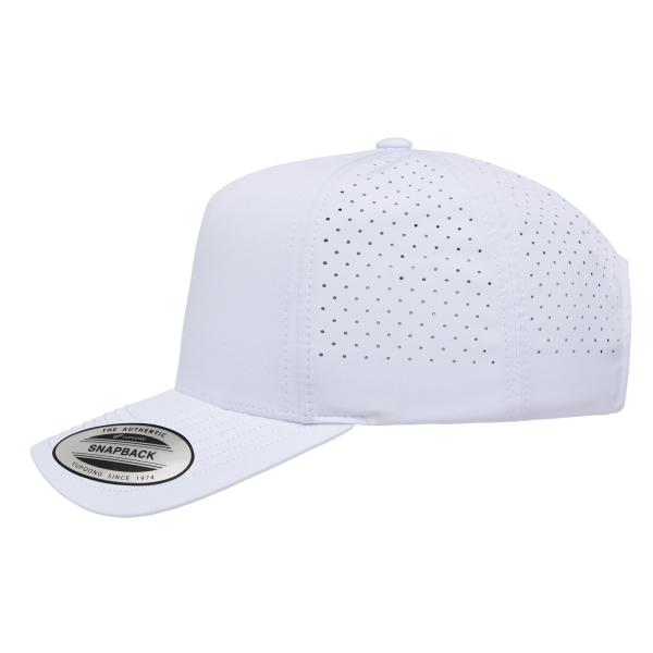 YP Classics Five-Panel Snapback with Perforated Cap, White, Left Side view