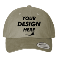YP Classics Peached Cotton Twill Dad Hat, Loden, Front view, Mockup