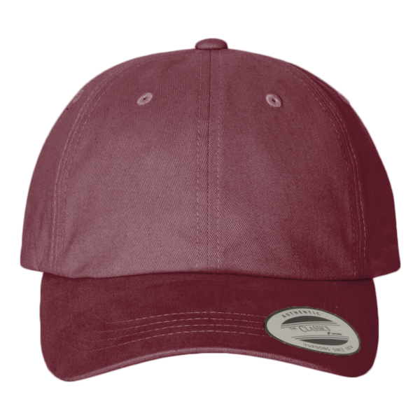 YP Classics Peached Cotton Twill Dad Hat, Maroon, Front view