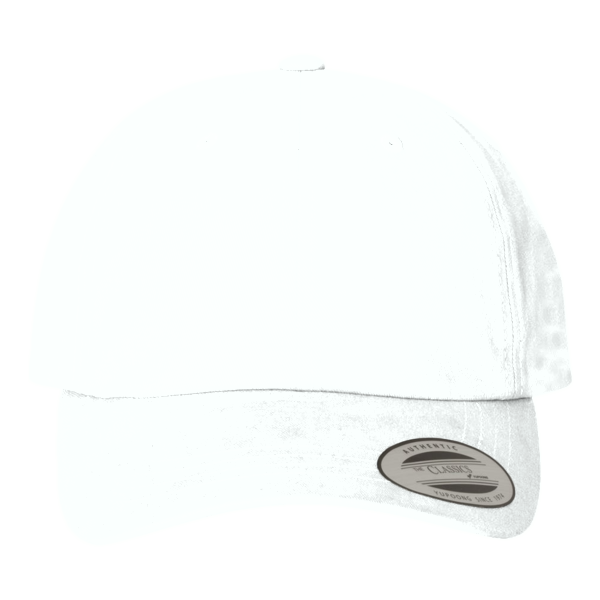 YP Classics Peached Cotton Twill Dad Hat, White, Front view