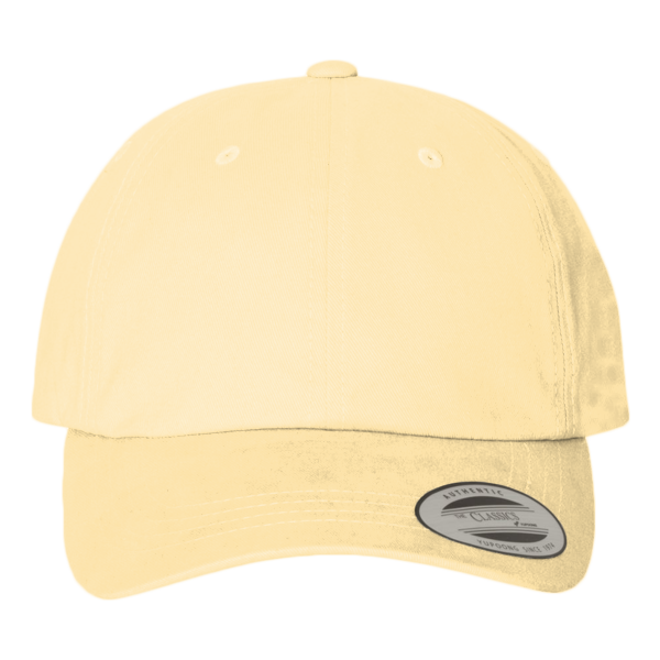 YP Classics Peached Cotton Twill Dad Hat, Yellow, Front view