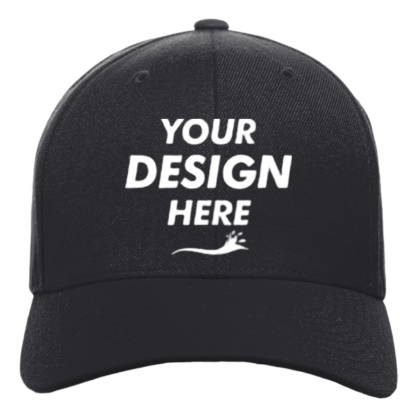 YP Classics Premium Curved Bill Snapback Cap, Black, Front view, Mockup
