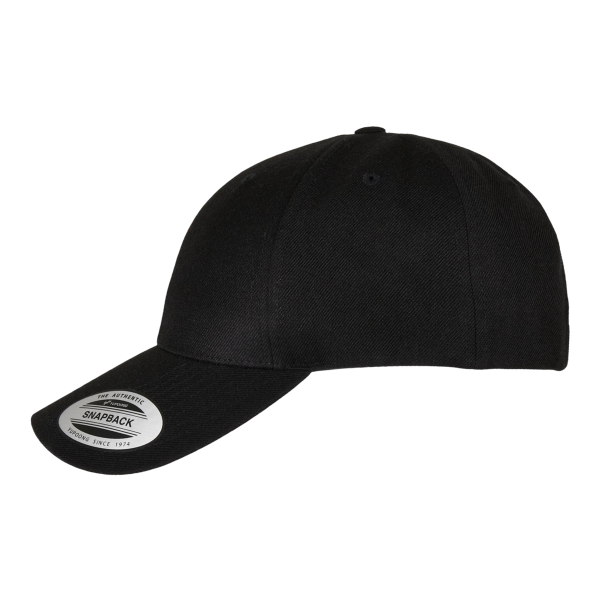 YP Classics Premium Curved Bill Snapback Cap, Black, Left Side view