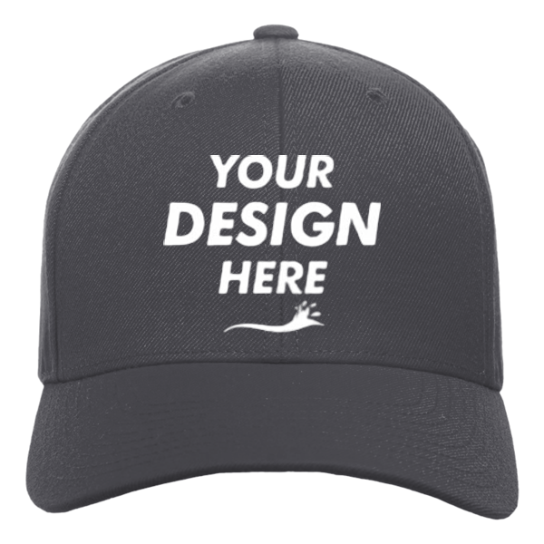YP Classics Premium Curved Bill Snapback Cap, Dark Grey, Front view, Mockup