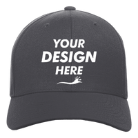 YP Classics Premium Curved Bill Snapback Cap, Dark Grey, Front view, Mockup