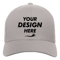 YP Classics Premium Curved Bill Snapback Cap, Heather Grey, Front view, Mockup