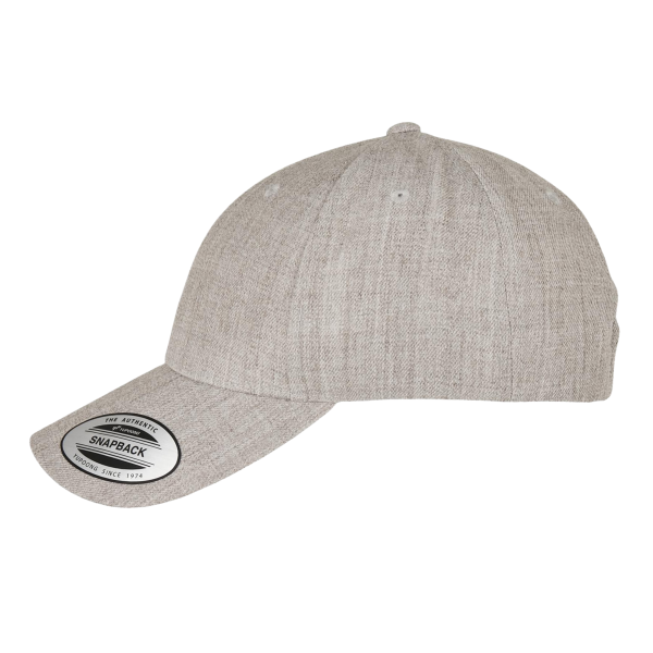 YP Classics Premium Curved Bill Snapback Cap, Heather Grey, Left Side view