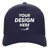 YP Classics Premium Curved Bill Snapback Cap, Navy, Front view, Mockup