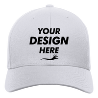 YP Classics Premium Curved Bill Snapback Cap, White, Front view, Mockup