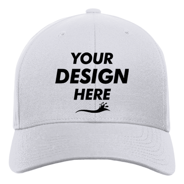 YP Classics Premium Curved Bill Snapback Cap, White, Front view, Mockup