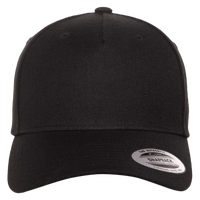 YP Classics Premium Five-Panel Curved Bill Snapback Cap, Black, Front view