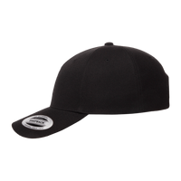YP Classics Premium Five-Panel Curved Bill Snapback Cap, Black, Left Side view
