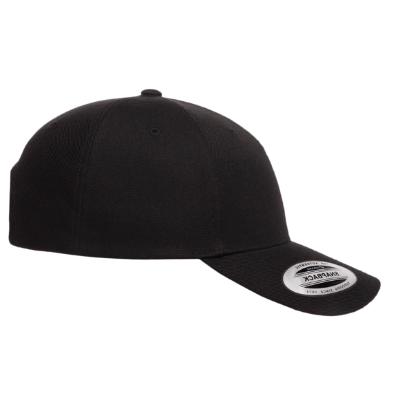 YP Classics Premium Five-Panel Curved Bill Snapback Cap, Black, Right Side view
