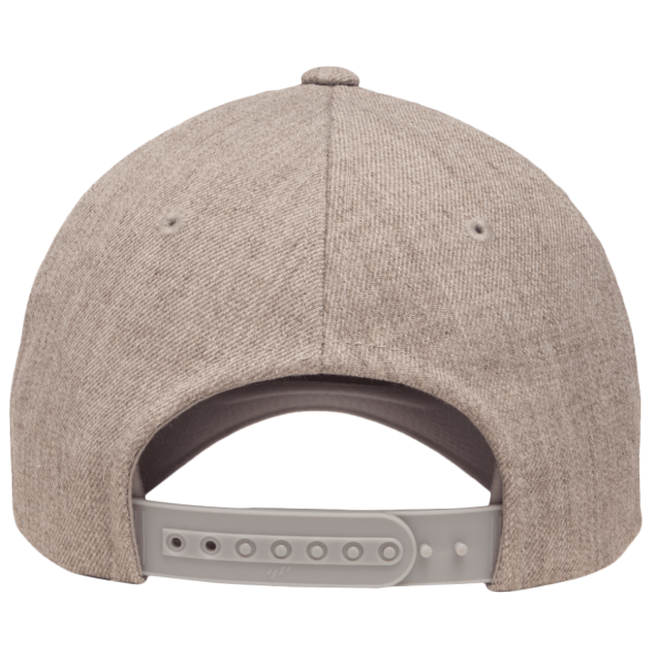 YP Classics Premium Five-Panel Curved Bill Snapback Cap, Heather Grey, Back view