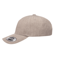 YP Classics Premium Five-Panel Curved Bill Snapback Cap, Heather Grey, Left Side view