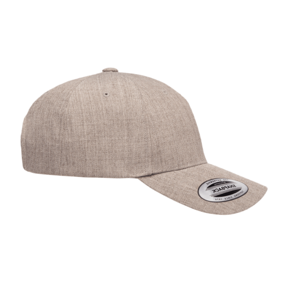 YP Classics Premium Five-Panel Curved Bill Snapback Cap, Heather Grey, Right Side view