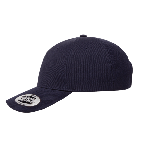 YP Classics Premium Five-Panel Curved Bill Snapback Cap, Navy, Left Side view