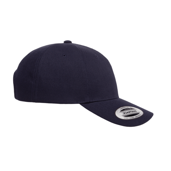 YP Classics Premium Five-Panel Curved Bill Snapback Cap, Navy, Right Side view