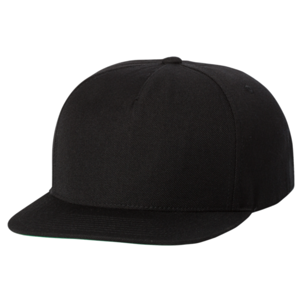 YP Classics Premium Five-Panel Snapback Cap, Black / Black, Front view