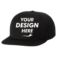 YP Classics Premium Five-Panel Snapback Cap, Black / Black, Front view, Mockup