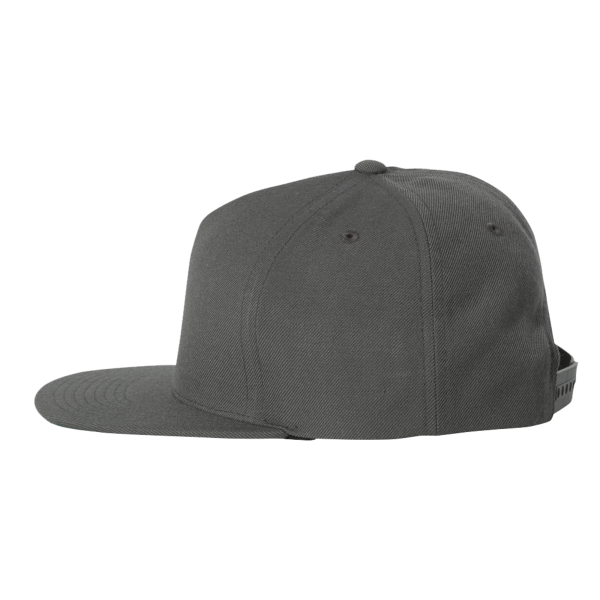 YP Classics Premium Five-Panel Snapback Cap, Dark Grey / Dark Grey, Left Side view