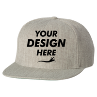 YP Classics Premium Five-Panel Snapback Cap, Heather Grey / Heather Grey, Front view, Mockup