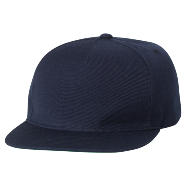 YP Classics Premium Five-Panel Snapback Cap, Navy / Navy, Front view