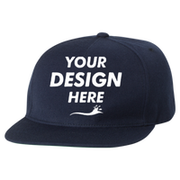YP Classics Premium Five-Panel Snapback Cap, Navy / Navy, Front view, Mockup