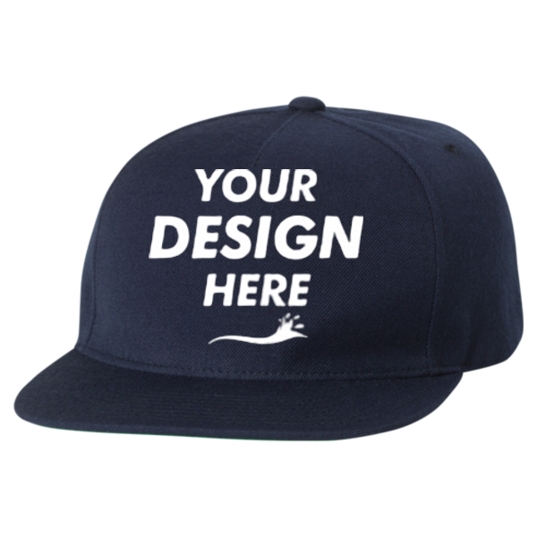 YP Classics Premium Five-Panel Snapback Cap, Navy / Navy, Front view, Mockup