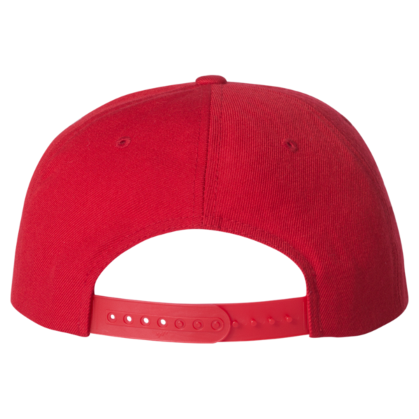 YP Classics Premium Five-Panel Snapback Cap, Red / Red, Back view