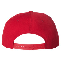 YP Classics Premium Five-Panel Snapback Cap, Red / Red, Back view