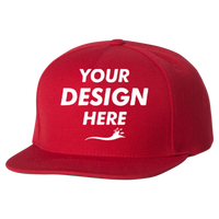 YP Classics Premium Five-Panel Snapback Cap, Red / Red, Front view, Mockup