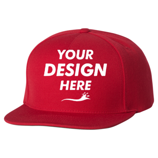 YP Classics Premium Five-Panel Snapback Cap, Red / Red, Front view, Mockup