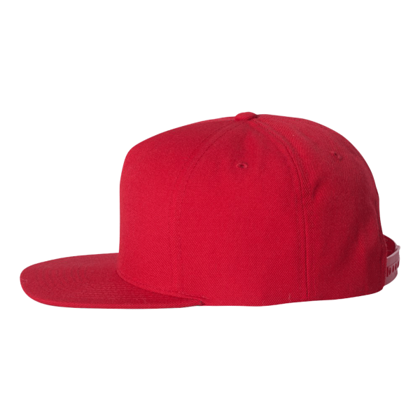 YP Classics Premium Five-Panel Snapback Cap, Red / Red, Left Side view