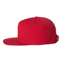 YP Classics Premium Five-Panel Snapback Cap, Red / Red, Left Side view