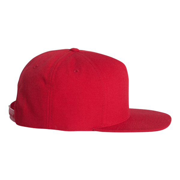 YP Classics Premium Five-Panel Snapback Cap, Red / Red, Right Side view