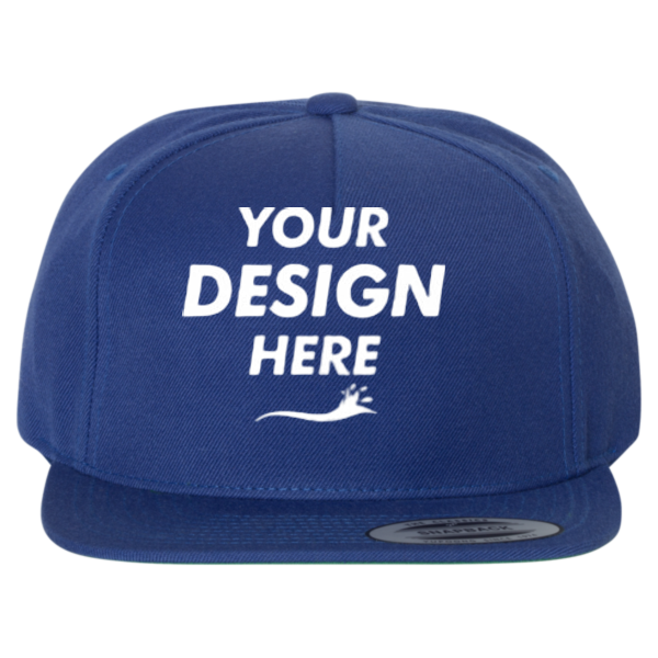 YP Classics Premium Five-Panel Snapback Cap, Royal / Royal, Front view, Mockup