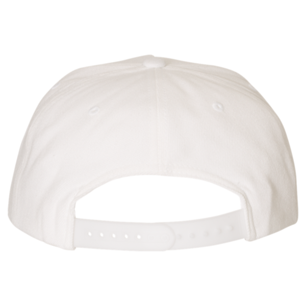 YP Classics Premium Five-Panel Snapback Cap, White / White, Back view