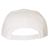 YP Classics Premium Five-Panel Snapback Cap, White / White, Back view
