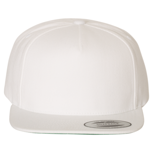 YP Classics Premium Five-Panel Snapback Cap, White / White, Front view