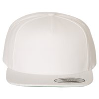 YP Classics Premium Five-Panel Snapback Cap, White / White, Front view