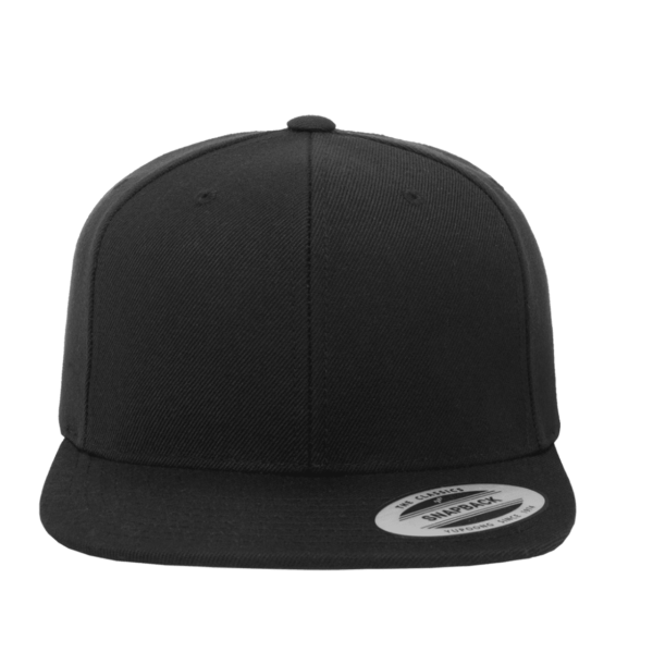 YP Classics Premium Flat Bill Snapback Cap, Black / Black, Front view