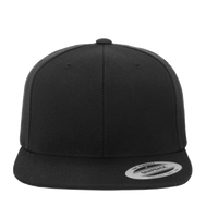 YP Classics Premium Flat Bill Snapback Cap, Black / Black, Front view