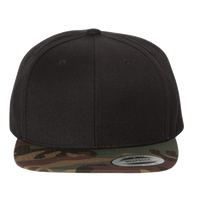 YP Classics Premium Flat Bill Snapback Cap, Black / Camo, Front view