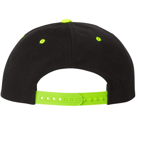 YP Classics Premium Flat Bill Snapback Cap, Black / Neon Green, Back view