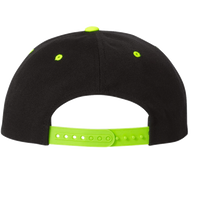 YP Classics Premium Flat Bill Snapback Cap, Black / Neon Green, Back view