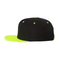 YP Classics Premium Flat Bill Snapback Cap, Black / Neon Green, Left Side view