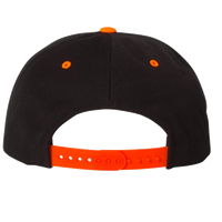 YP Classics Premium Flat Bill Snapback Cap, Black / Neon Orange, Back view